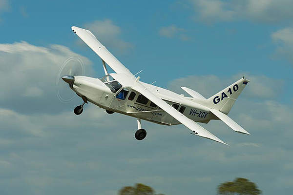 GA10 Airvan is ten-seat aircraft manufactured by GippsAero, a division of Mahindra Aerospace. Image courtesy of Mahindra Aerospace.