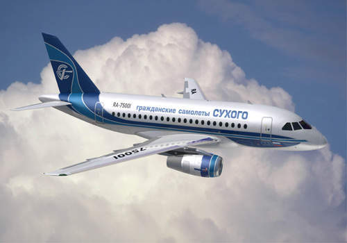 The Superjet 100 or Russian Regional Jet (RRJ) being developed by Sukhoi Civil Aircraft company.