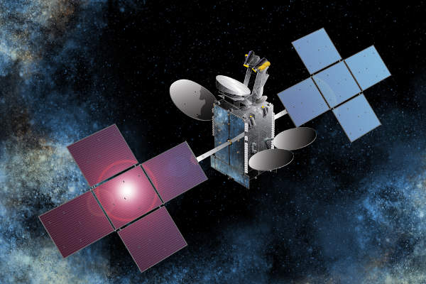 Artist’s rendering of the Satmex 8 communication satellite owned by Satélites Mexicanos. Image courtesy of Satmex.