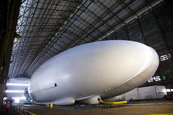 Measuring 91m (300ft) in length, Airlander 10 is the world’s biggest aircraft. Credit: HAV.