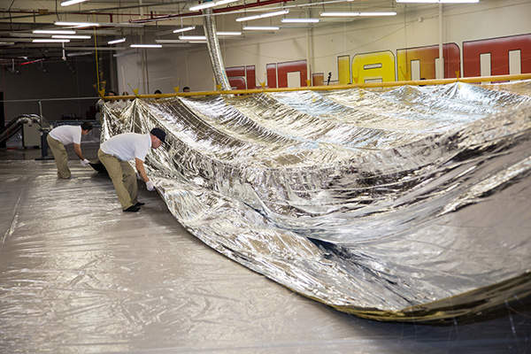 The solar sail deployment test on Sunjammer was completed in September 2013. Credit: Space Services Holdings.