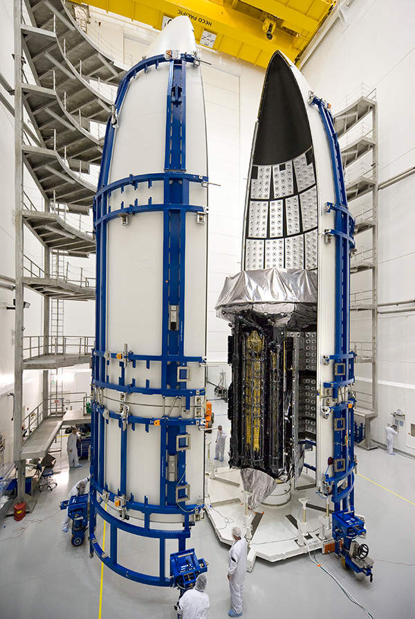 The first MUOS satellite under construction.