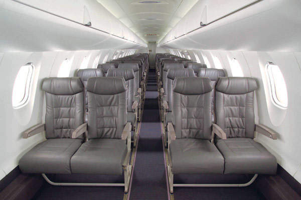 CRJ1000 economy-class cabin configuration.