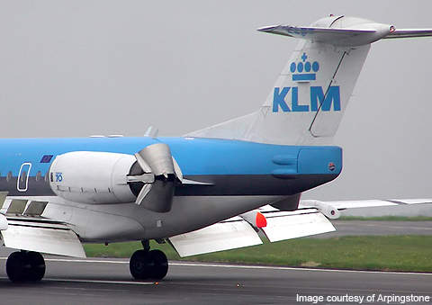The Fokker F70 is powered by two Rolls-Royce Tay 620-15 turbofan engines fitted at the aft fuselage section.