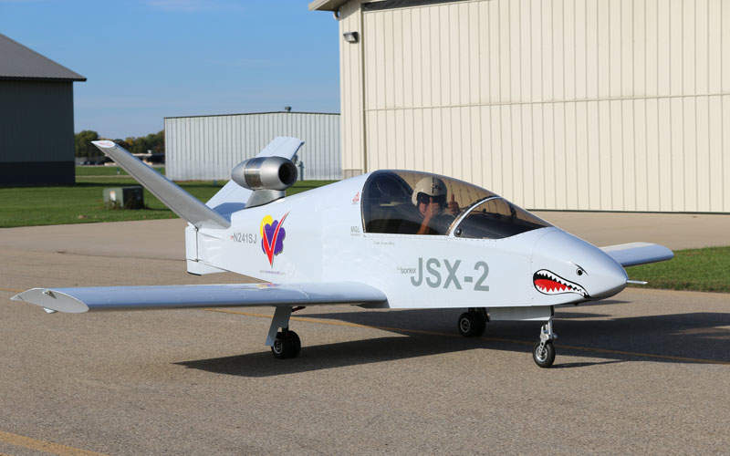 The aircraft is powered by a single TJ-100 turbojet engine. Credit: Sonex Aircraft.