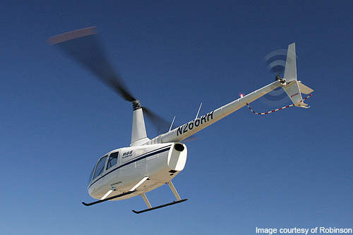 The two-blade main and tail rotor system of the R66 is made of aluminium.