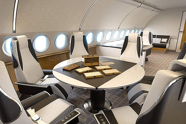 The ACJ319 Elegance features conference style dining. Image courtesy of Airbus S.A.S.