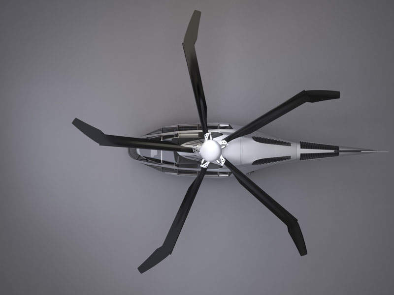 The FCX-001 helicopter will feature five rotor blades. Credit: Bell Helicopter.
