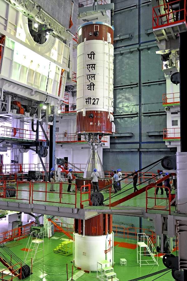 The satellite was launched on-board the PSLVC27 rocket from the Satish Dhawan Space Center. Image: courtesy of ISRO.