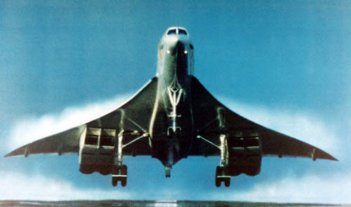 Concorde takes off from London's Heathrow for a less-than-four-hour flight to New York.