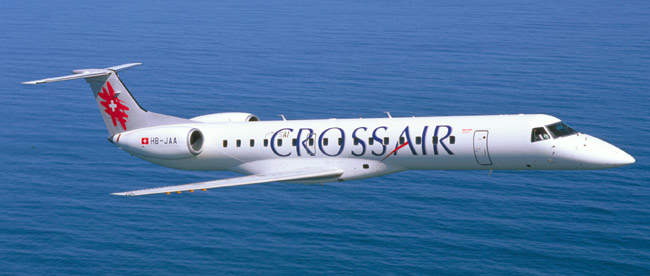 ERJ-145 in the fleet of Crossair of Switzerland, now part of Swiss (Swiss Air Lines).