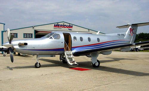 The Pilatus PC-12 corporate, commuter and utility turboprop aircraft.
