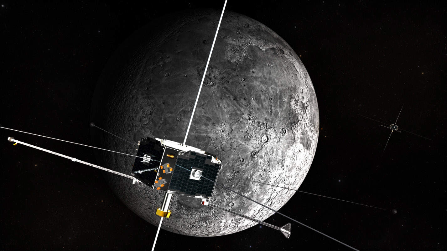 A satellite orbiting the moon