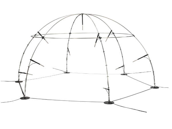 A series of microphone fitted together to form a dome.