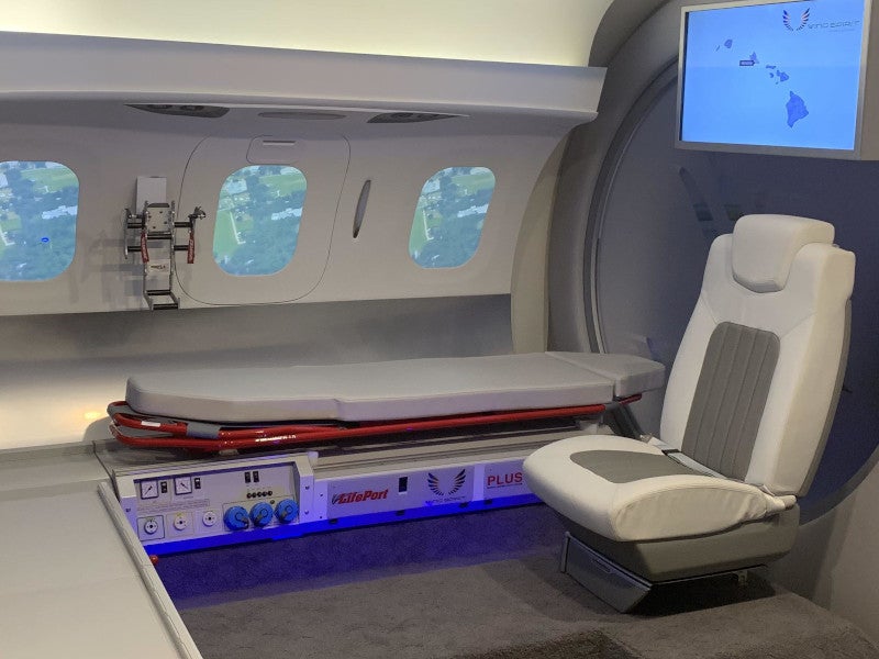 The medevac configuration was on display at the 2019 NBAA-BACE. Credit: Honda Aircraft Company.