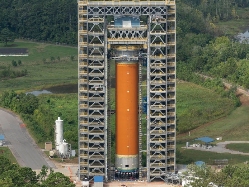 SLS liquid hydrogen tank is undergoing testing at Nasa’s Marshall Space Flight Centre. Credit: Nasa / MSFC.